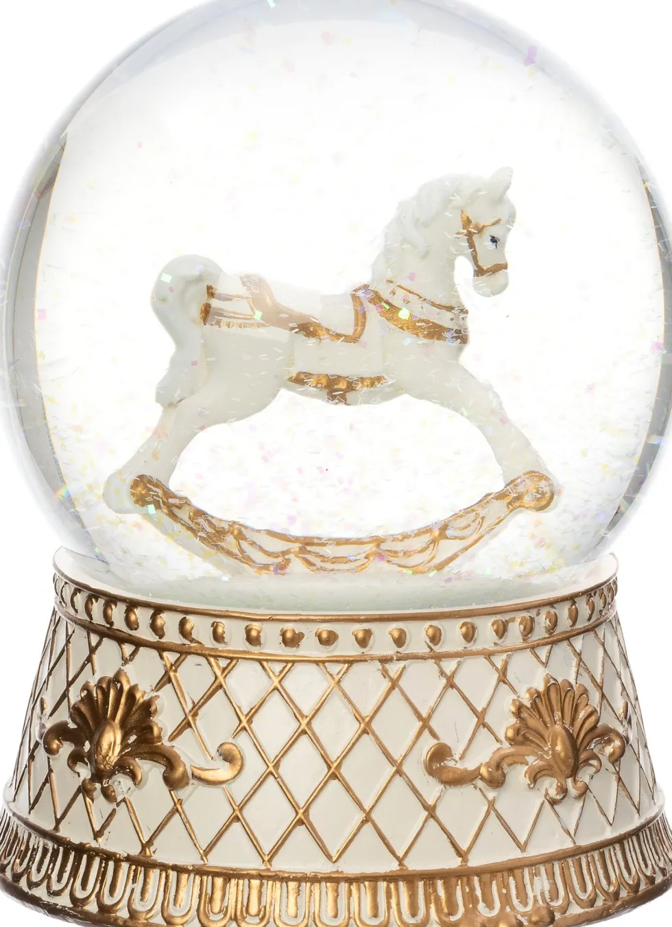 Intratuin sneeuwbol hobbelpaard wit / goud D 10 H 14 cm