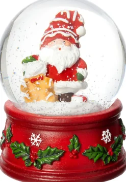 Intratuin sneeuwbol kerstman met gemberkoek rood / wit D 7 H 9 cm
