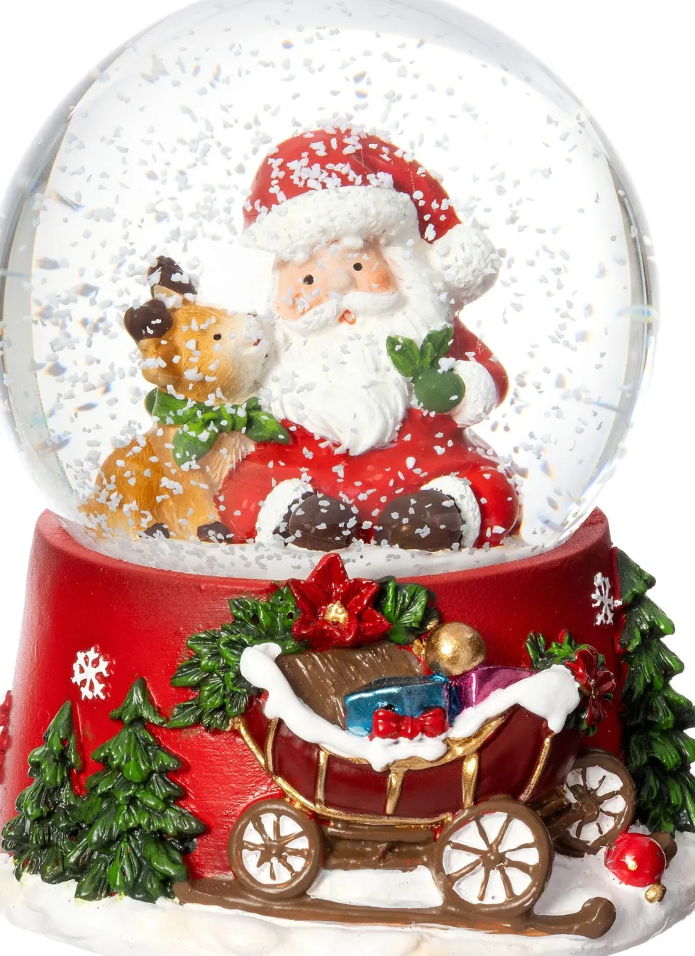 Intratuin sneeuwbol kerstman met rendier rood / wit D 7 H 9 cm