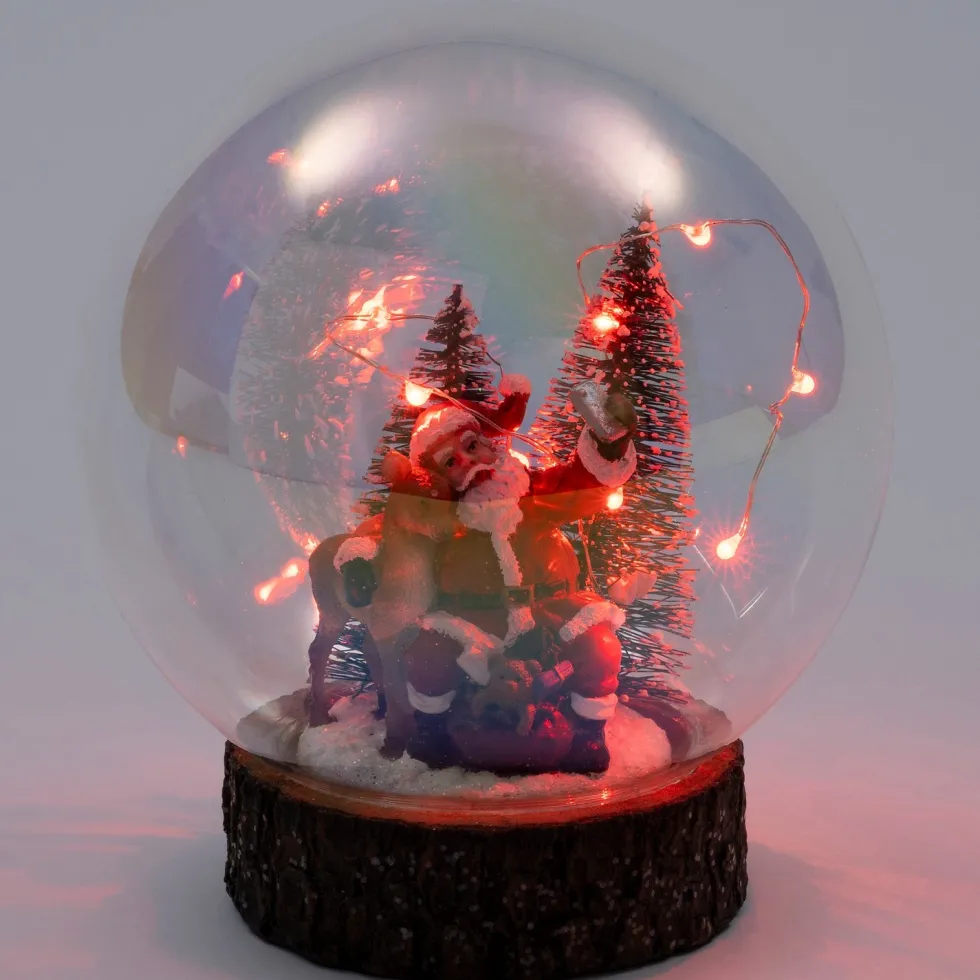 Intratuin sneeuwbol kerstman met verlichting D 14,5 H 16,5 cm