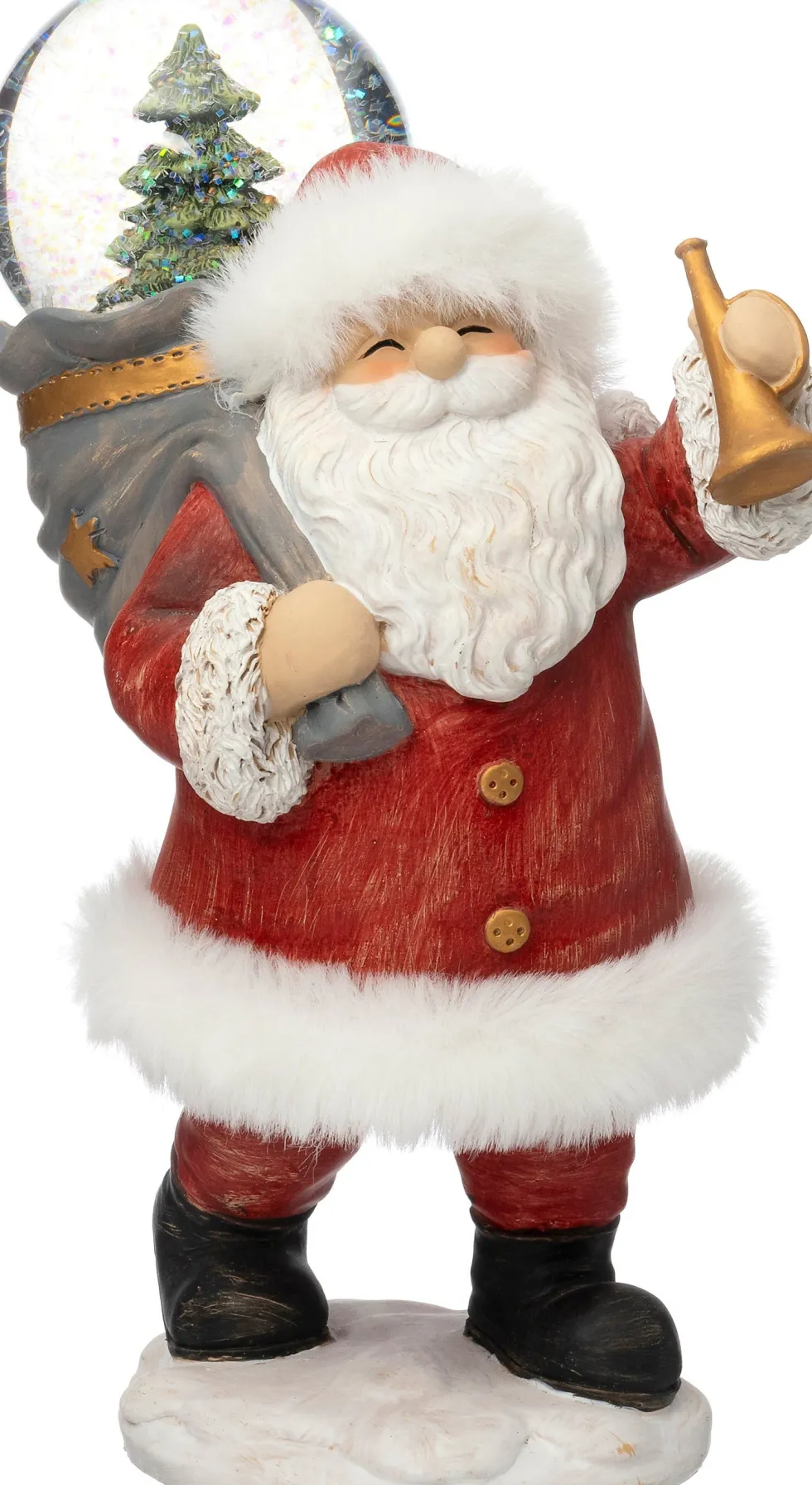 Intratuin sneeuwbol kerstman rood / wit 10,5 x 13 x 21,5 cm