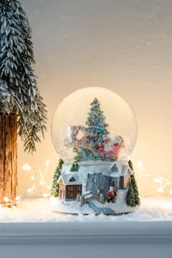 Intratuin sneeuwbol kerstman op slee grijs / wit D 13 H 17,1 cm