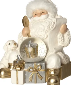 Intratuin sneeuwbol met kerstman Miriam goud/wit 14 x 12 x 14 cm