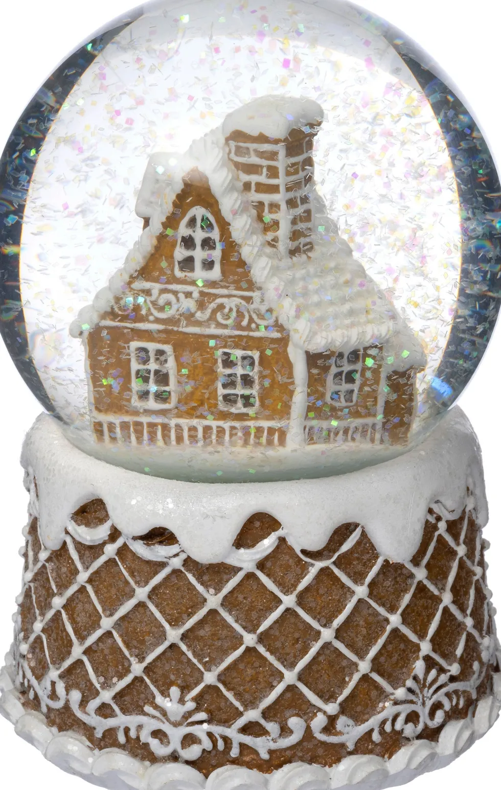 Intratuin sneeuwbol Petra peperkoekhuis bruin / wit D 10 H 14 cm