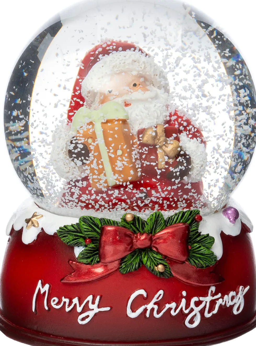 Intratuin sneeuwbol Snoa kerstman cadeau rood D 4,5 H 6,5 cm