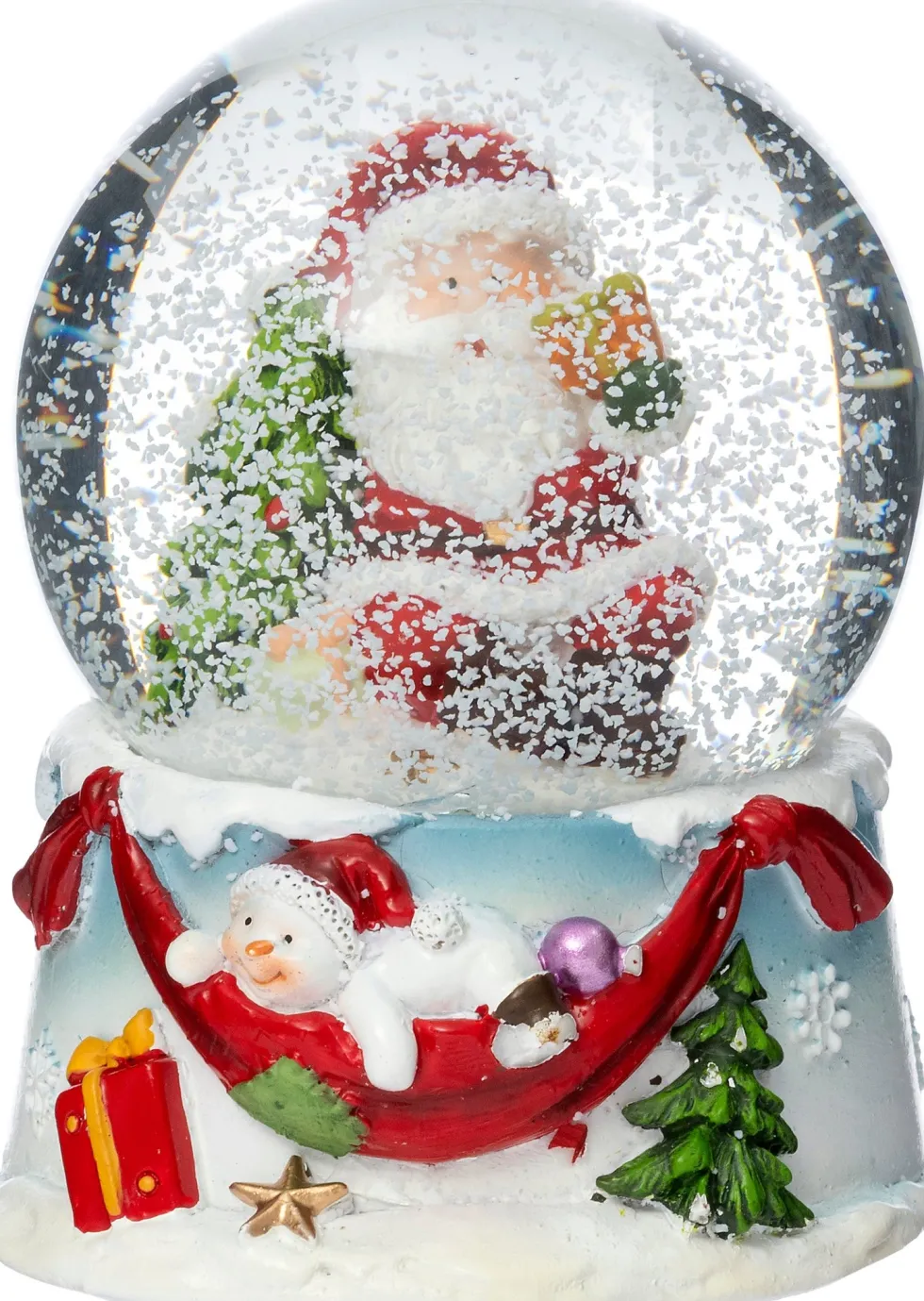 Intratuin sneeuwbol Snoa kerstman zittend rood D 7,5 H 8,5 cm