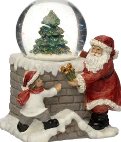 Intratuin sneeuwbol wensput grijs / rood met verlichting 11 x 8,5 x 12,5 cm