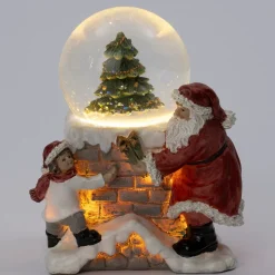 Intratuin sneeuwbol wensput grijs / rood met verlichting 11 x 8,5 x 12,5 cm