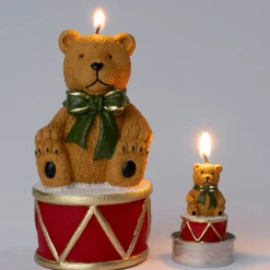 Intratuin stompkaars beer op trommel bruin / rood 22 uur D 7,5 H 15 cm