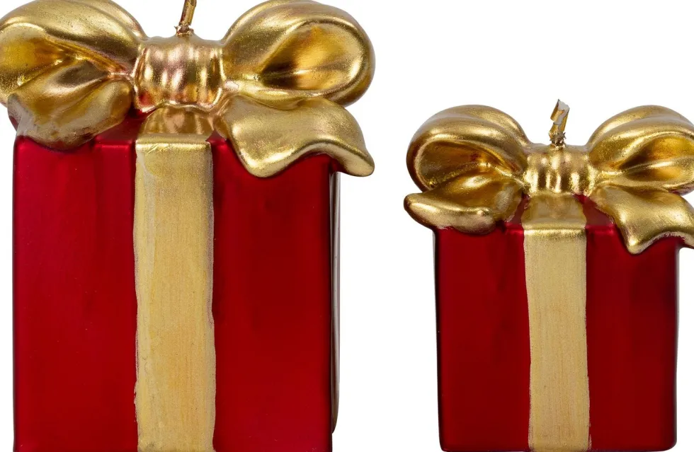 Intratuin stompkaars Cadeau rood / goud 15 uur 7,5 x 7,5 x 10 cm