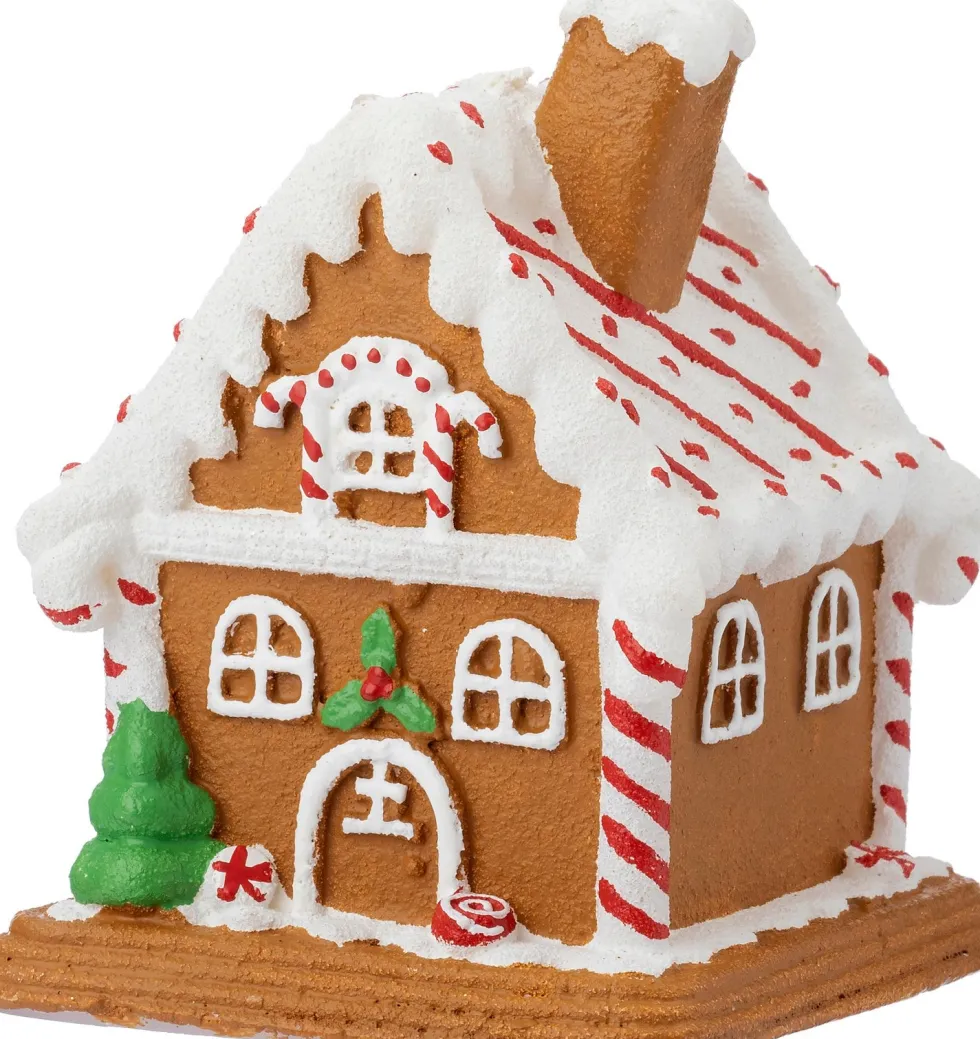 Intratuin stompkaars gemberkoek huis bruin / wit 10 uur 8,3 x 7,5 x 11 cm