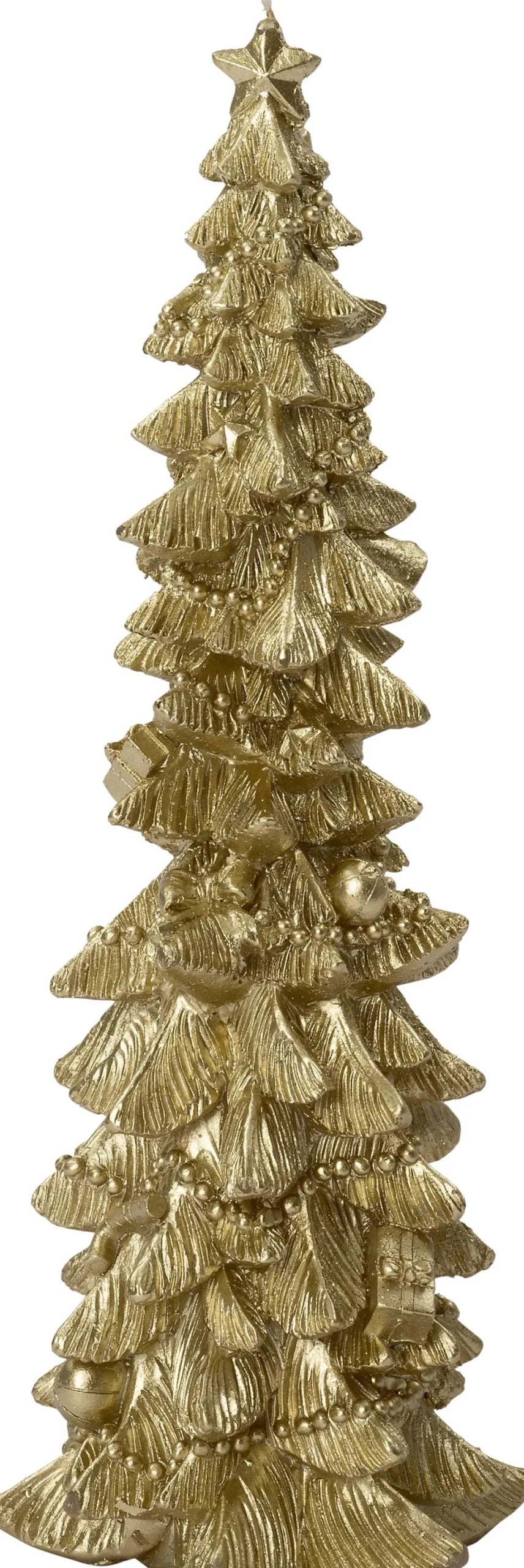 Intratuin stompkaars Kerstboom goud 12 uur D 12,5 H 30,5 cm