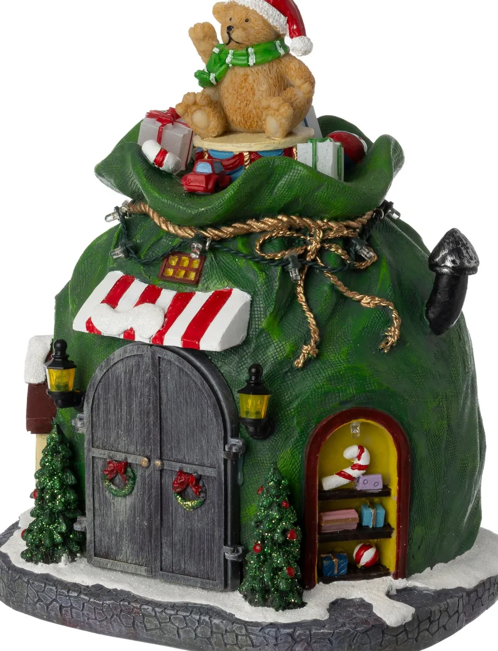 Intratuin Tampere kersthuisje kerstman in cadeauzak 18,6 x 16,6 x 22,5 cm