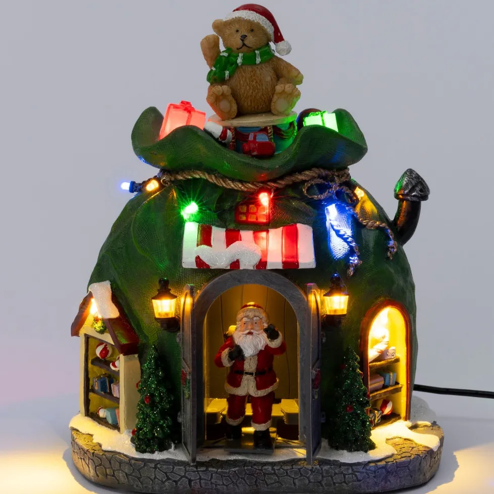 Intratuin Tampere kersthuisje kerstman in cadeauzak 18,6 x 16,6 x 22,5 cm