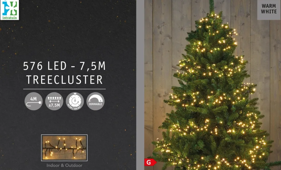 Intratuin treecluster 7,5 m met 576 LED lampjes warm white
