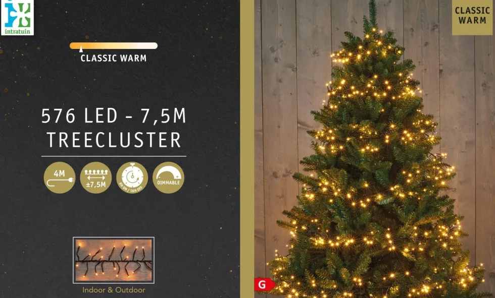 Intratuin treecluster 7,5 m met 576 LED lampjes classic warm