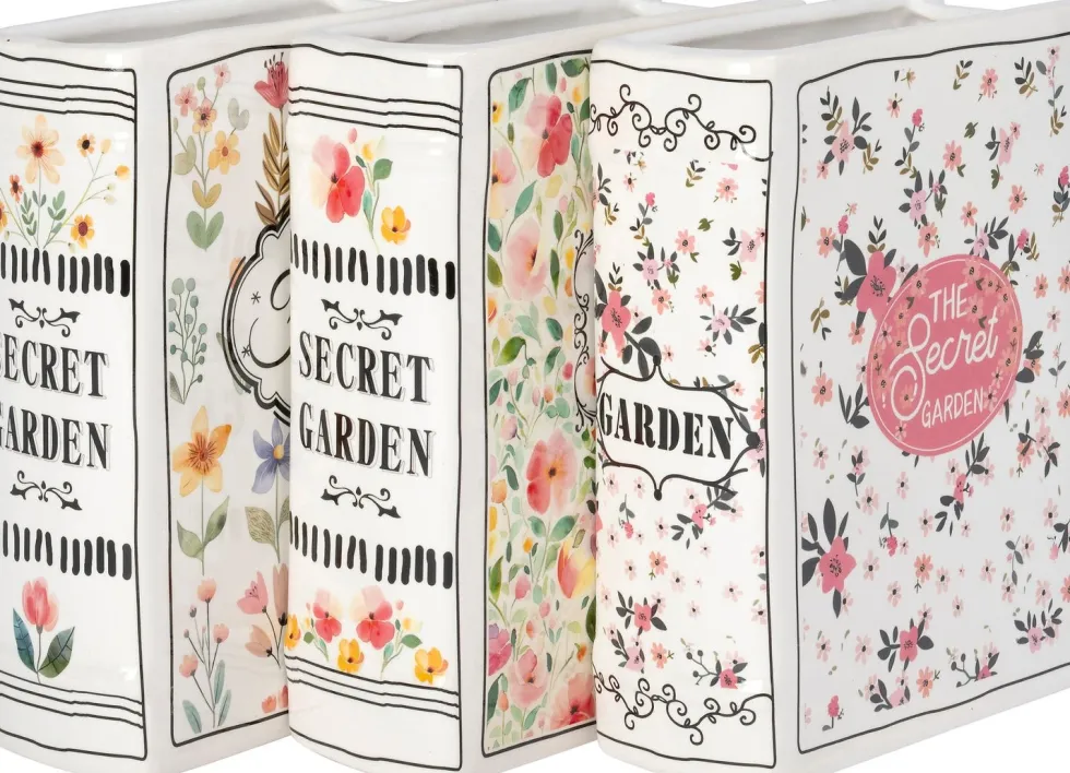 Intratuin vaas Boek The Secret Garden wit 16 x 6,2 x 19,8 cm
