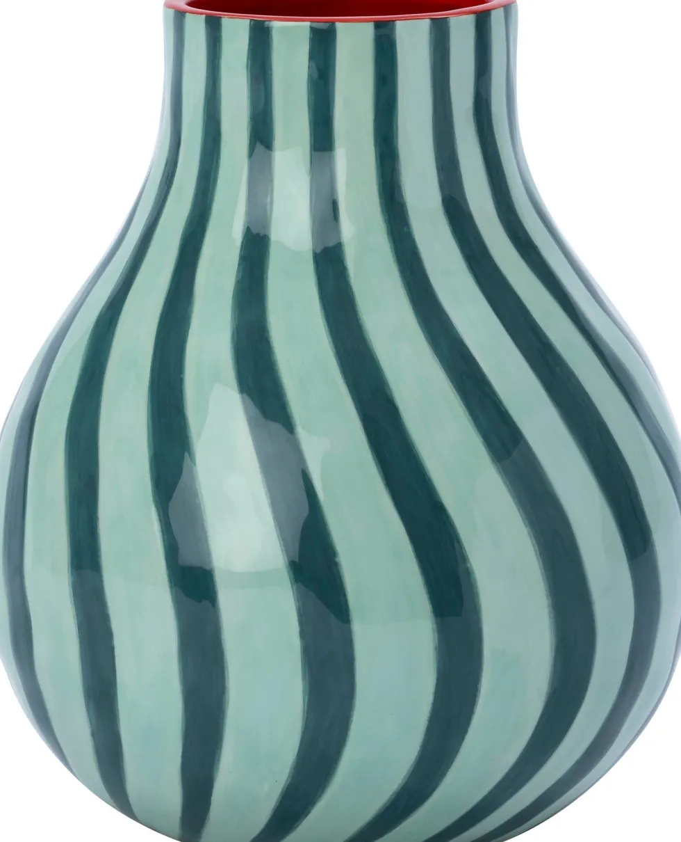 Intratuin vaas Broke groen / rood D 16,8 H 19,6 cm