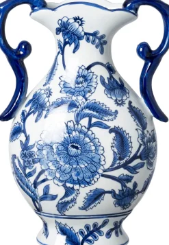 Intratuin vaas Cleve wit / blauw 19,5 x 12,5 x 31,5 cm
