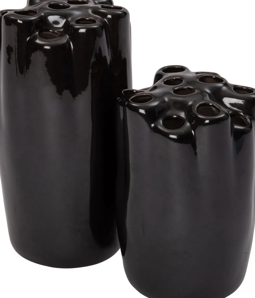 Intratuin vaas Cruz zwart D 15 H 28 cm