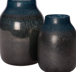Intratuin vaas Elliot blauw / zwart D 20,5 H 27 cm