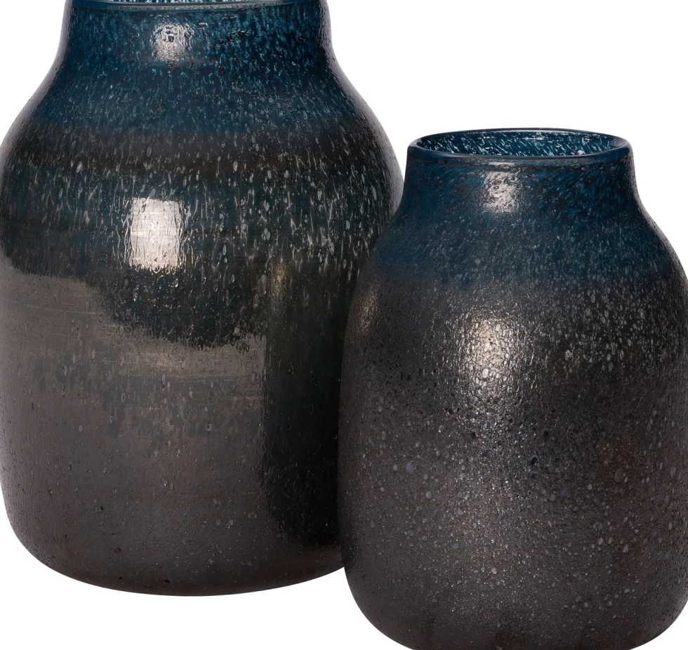 Intratuin vaas Elliot blauw / zwart D 20,5 H 27 cm