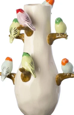 Intratuin vaas Fearn vogeltjes crème D 22 H 42 cm