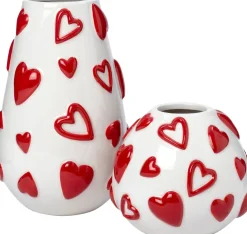 Intratuin vaas Hart wit / rood D 13 H 12 cm