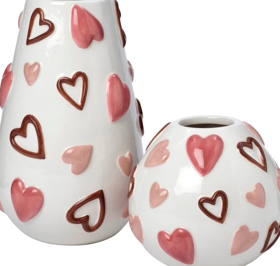 Intratuin vaas Hart wit / roze D 14 H 21 cm