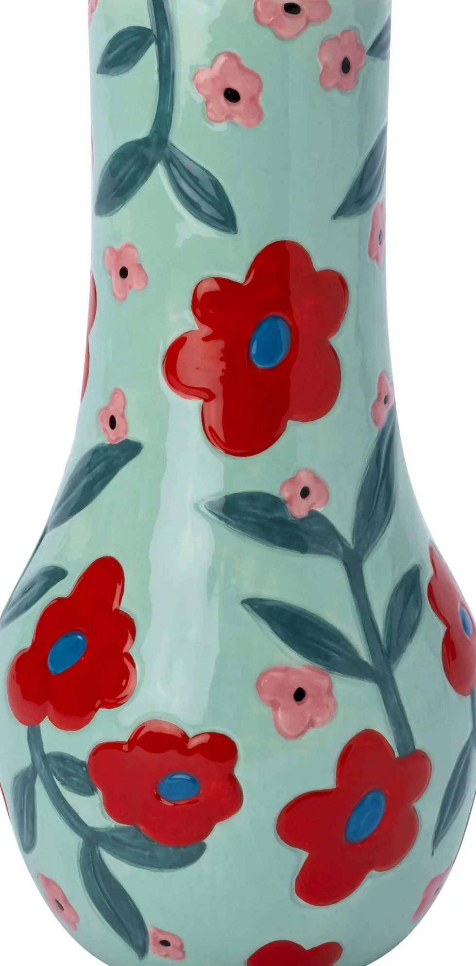 Intratuin vaas Hunter blauw / rood D 18,5 H 34 cm