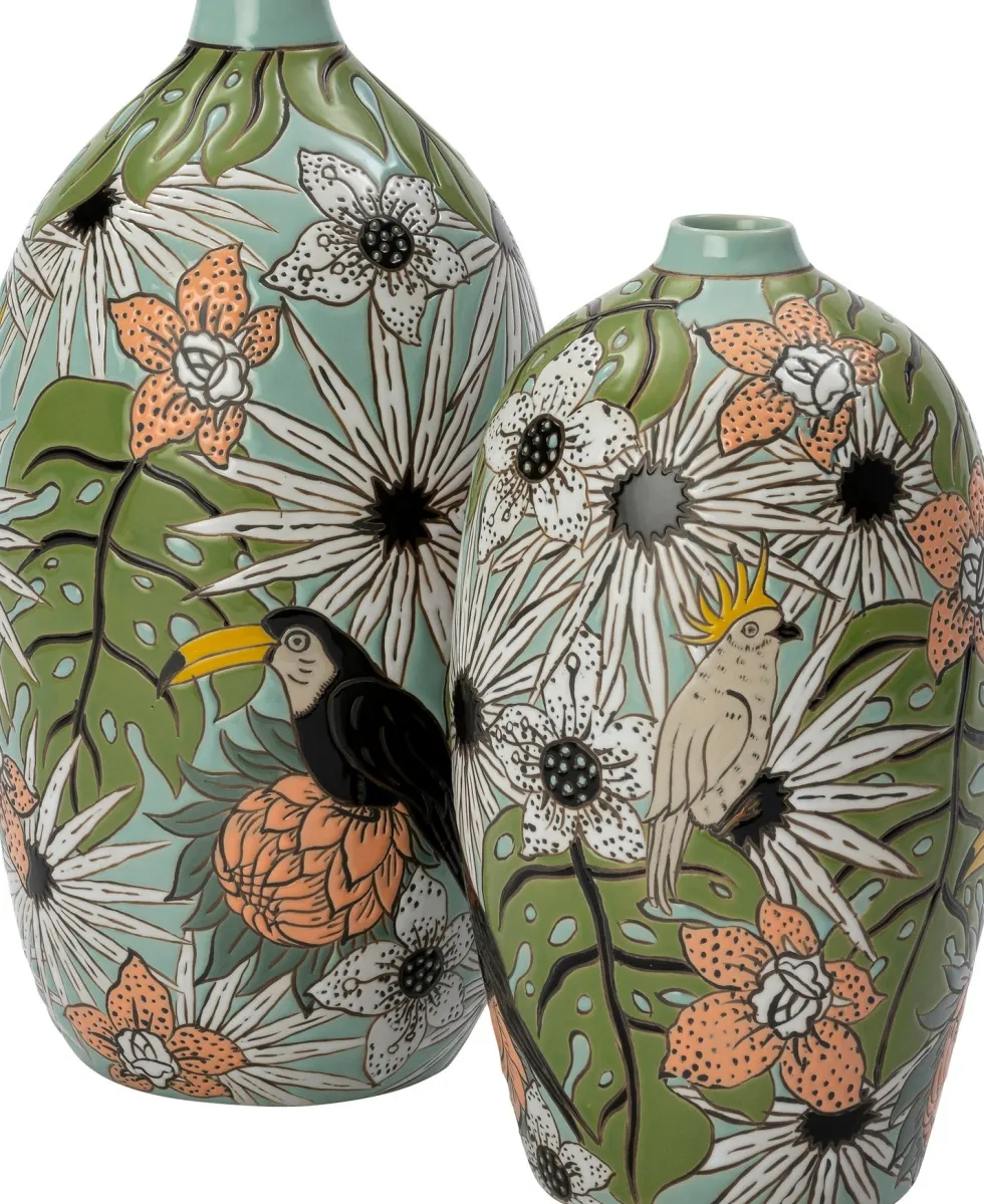 Intratuin vaas Jase blauw / groen / wit D 16 H 30 cm