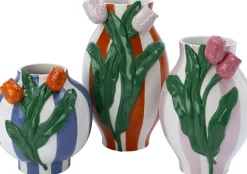 Intratuin vaas Lexi groen / oranje / wit 16,5 x 16,5 x 28,5 cm