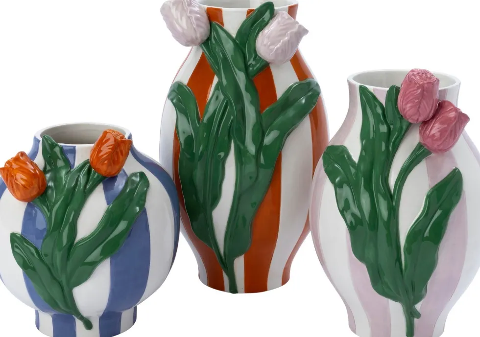 Intratuin vaas Lexi roze / groen / wit 16,6 x 15,6 x 24 cm