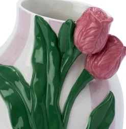 Intratuin vaas Lexi roze / groen / wit 16,6 x 15,6 x 24 cm