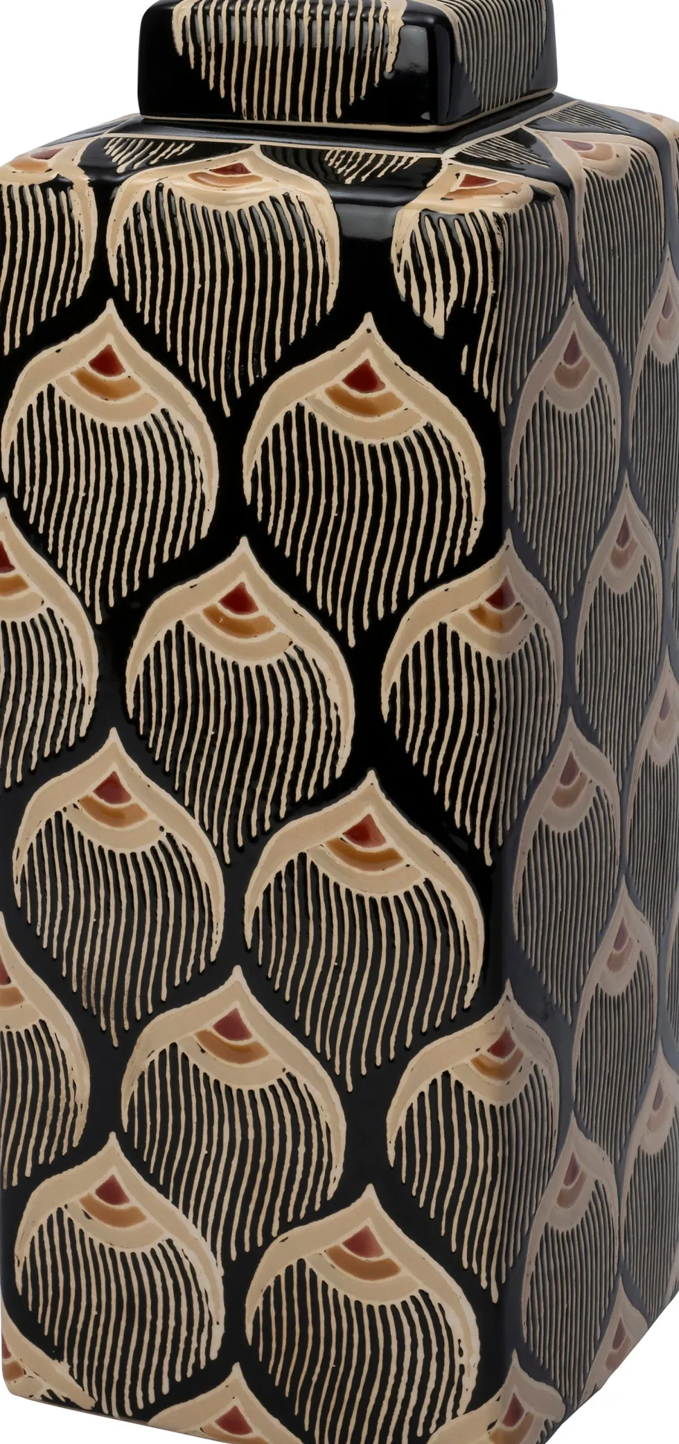 Intratuin vaas Lora zwart / beige 17 x 17 x 42 cm