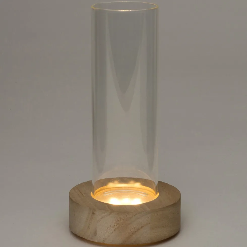 Intratuin vaas met LED transparant D 8,5 H 17,3 cm