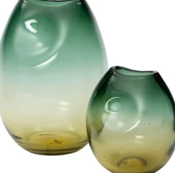 Intratuin vaas Nicia groen / geel D 18 H 21 cm
