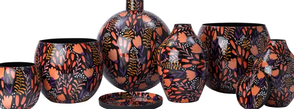 Intratuin vaas Sabi zwart / oranje D 35 H 40,5 cm