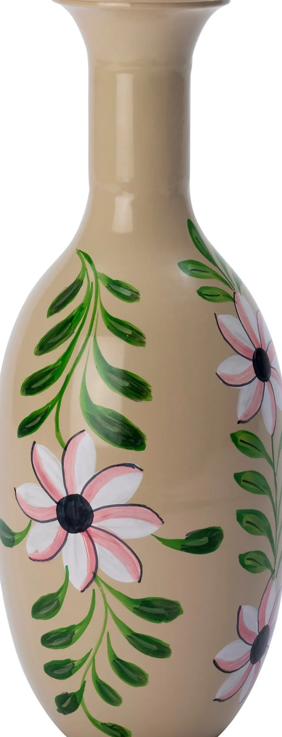 Intratuin vaas Shaine beige / groen D 14 H 38 cm