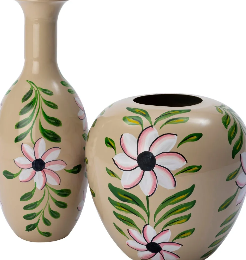 Intratuin vaas Shaine beige / groen D 14 H 38 cm