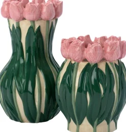 Intratuin vaas Sven groen / roze D 14 H 17 cm