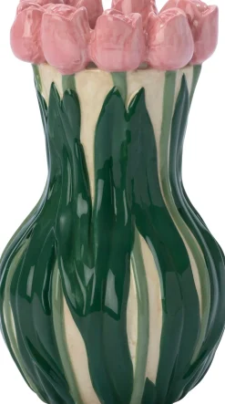 Intratuin vaas Sven groen / roze D 14 H 24 cm
