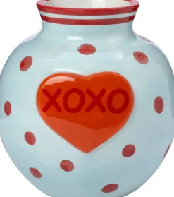 Intratuin vaas Tilst Xoxo blauw / rood 14 x 13 x 14 cm