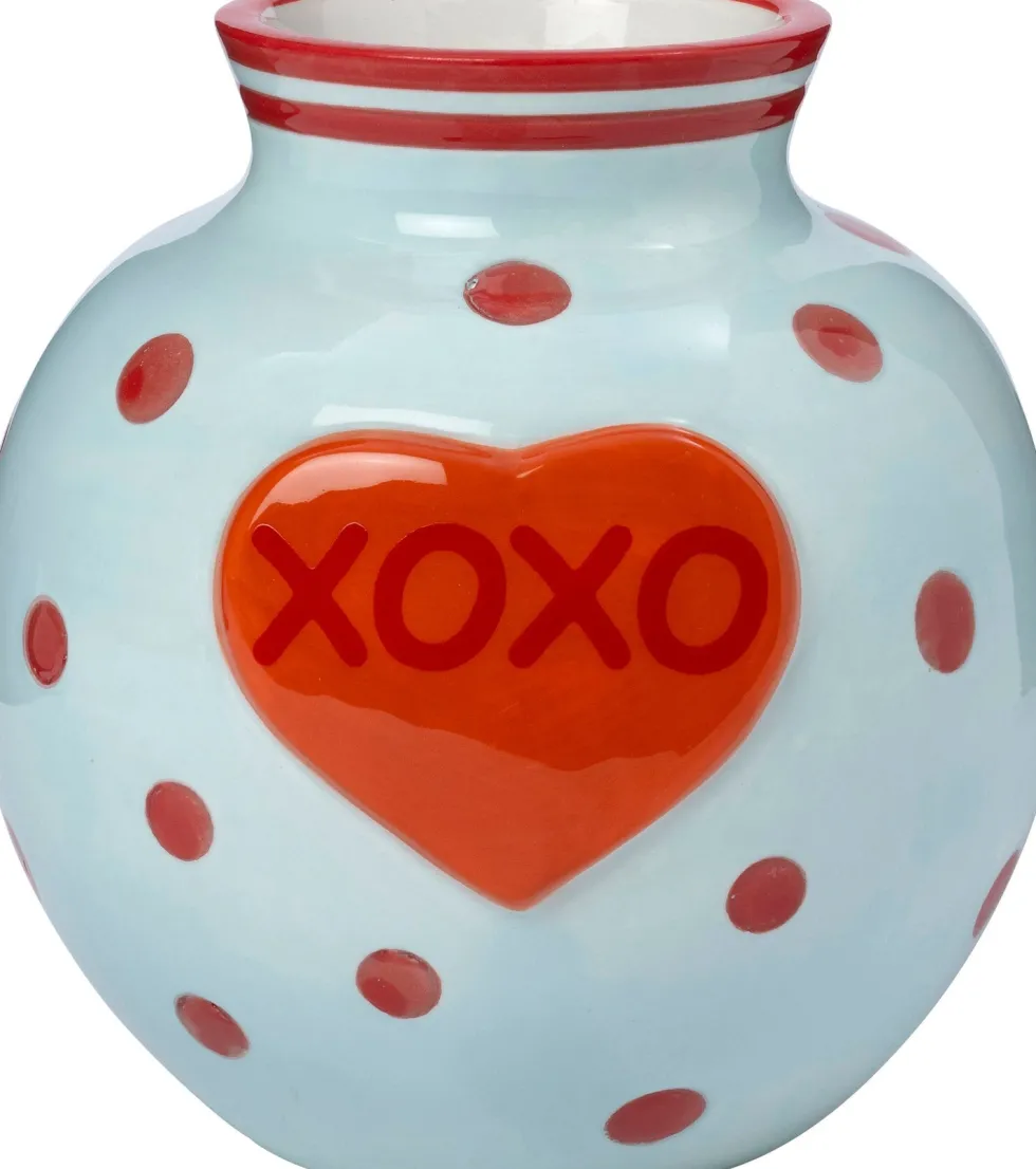 Intratuin vaas Tilst Xoxo blauw / rood 14 x 13 x 14 cm