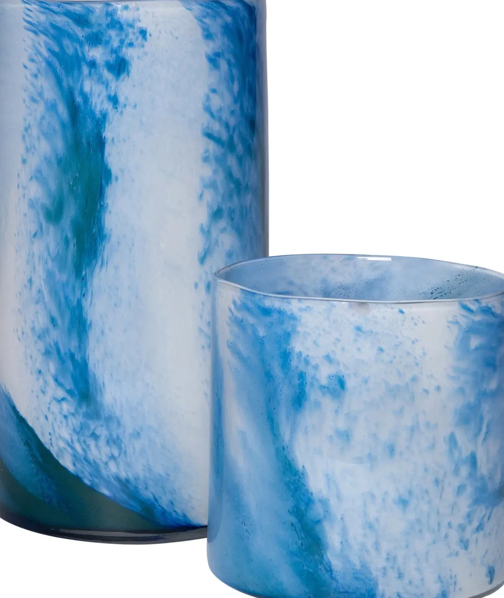 Intratuin vaas Vinz blauw / wit D 20 H 37,5 cm