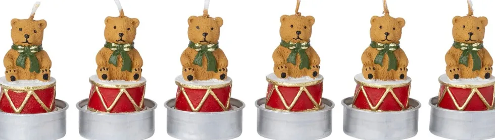Intratuin waxinelicht beer bruin / rood 2 uur D 3 H 6 cm 6 stuks
