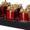 Intratuin waxinelicht Cadeau rood / goud 2 uur D 3,7 H 4 cm 6 stuks