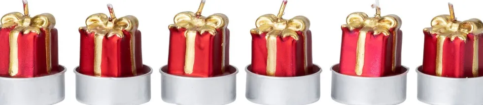 Intratuin waxinelicht cadeau rood 2 uur D 3 H 6 cm 6 stuks
