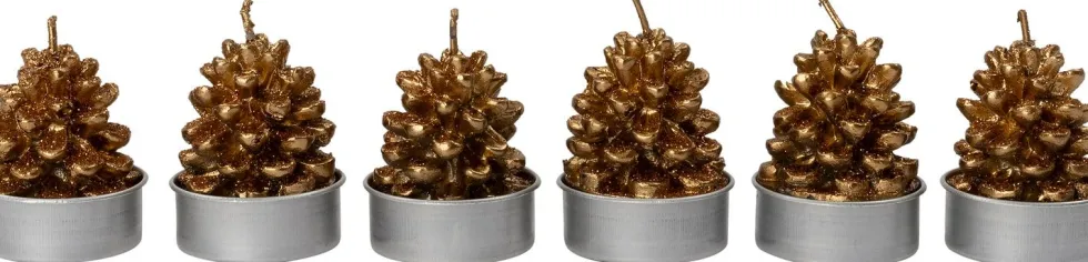 Intratuin waxinelicht Dennenappel koper 2 uur 3,7 x 3,7 x 4 cm 6 stuks