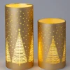 Intratuin waxinelichthouder Bosa boom goud met LED verlichting D 9 H 20 cm